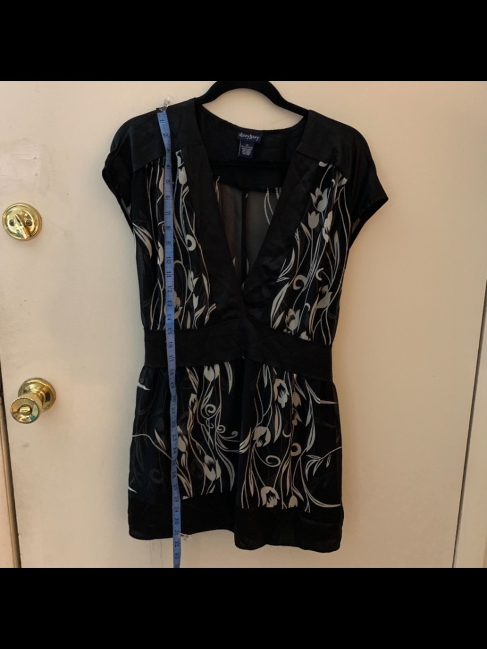 Forever 21 Black blouse with White Floral Vine Print